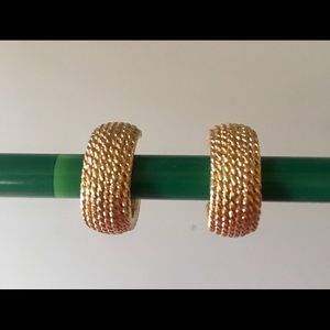 BRAIDED DESIGN GOLD PLATED HOOP CLIP ON EARRINGS